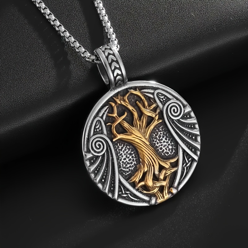 TEMU 1 pièce Pendentif Arbre de Vie Vintage, Collier Arbre du Monde, Tendance Unisexe, Convient comme Cadeau pour Amis, pour , les Fêtes, les Dîners