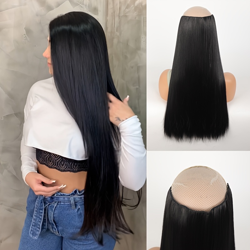 5 card straight hair clip in extensions natural black high quality synthetic hair for women easy to style blend   everyday or special occasions hair wigs versatile hairpiece sleek hairpiece heatresistant hair details 1