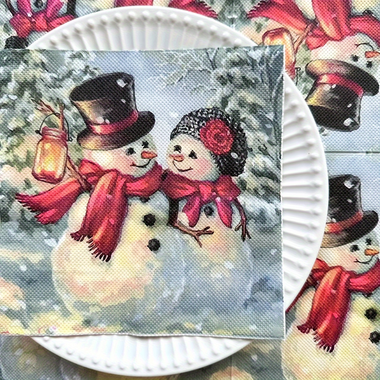 

20pcs Vintage Snowman Christmas Napkins 13x13" - Decor, Scrapbooking & Party Supplies