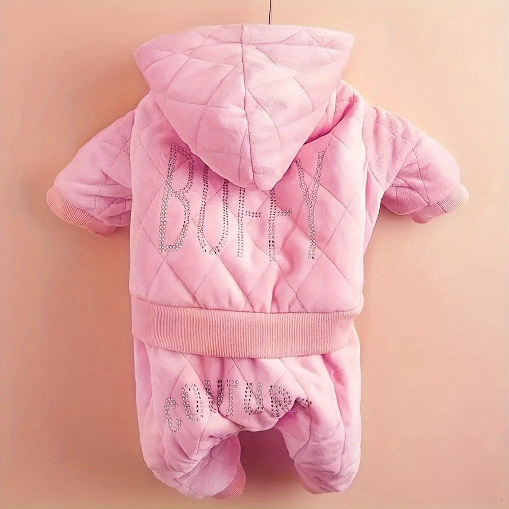 TEMU Cute Dog Winter Coat - Thickened Warm Fleece-lined Snowsuit With Snap Closure, Yorkshire Terrier, Maltese, Poodle - Pet Apparel, Dog Winter Coat, Pet Winter Wear, Design