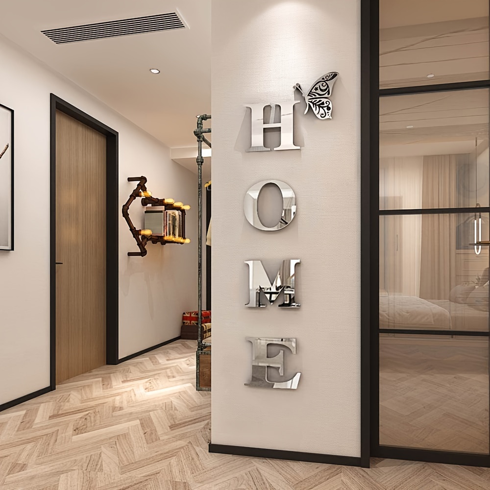 'HOME' Acrylic Mirror Set with Creative 3D Letters