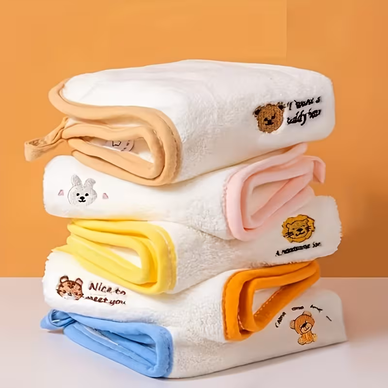 set of 5 ultra velvet towels featuring adorable animal designs the skin plush and lint free quick drying making face washing for babies perfect gifts for christmas halloween thanksgiving and new years Product details 4