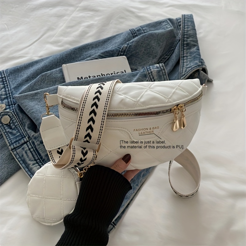 women's casual waist bag adjustable strap black white Temu Kuwait