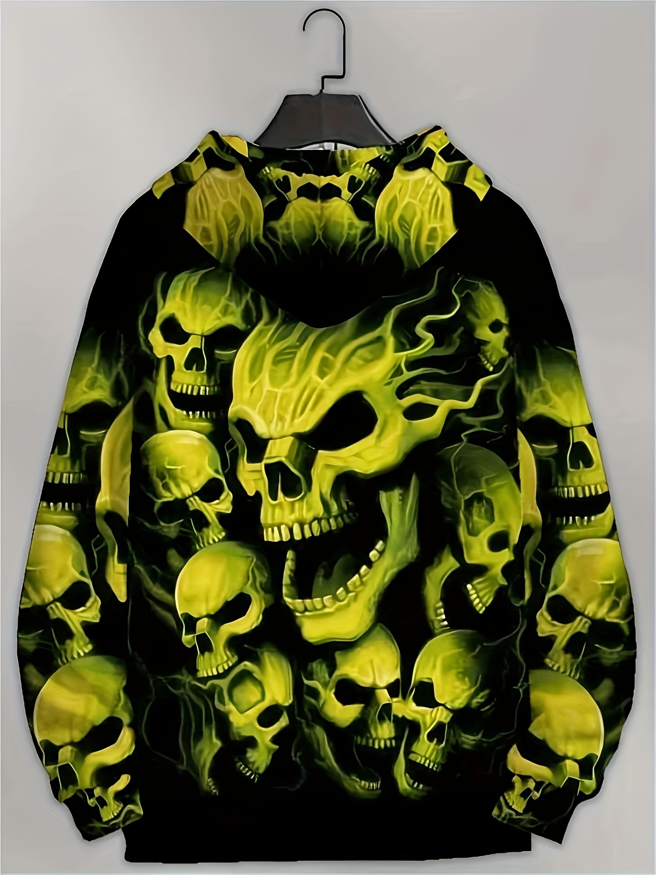 Men's Halloween 3d Skulls Print Hooded Sweatshirt Oversized - Temu