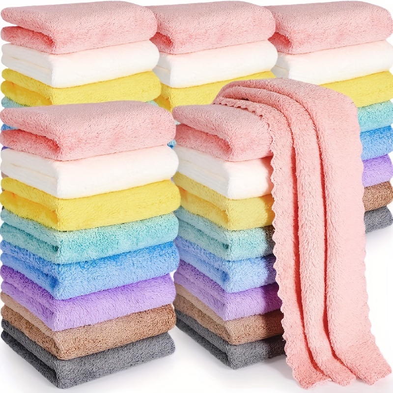 

20pcs Solid Color Washcloth, Household Plain Handkerchiefs, Small Square Towel, Soft Absorbent Towel For Home Bathroom, Bathroom Supplies, 9.8*9.8in
