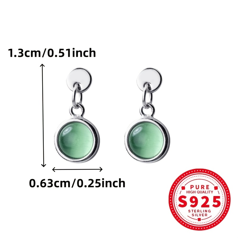 Women's S925 Sterling Silver Green Moonstone Earrings