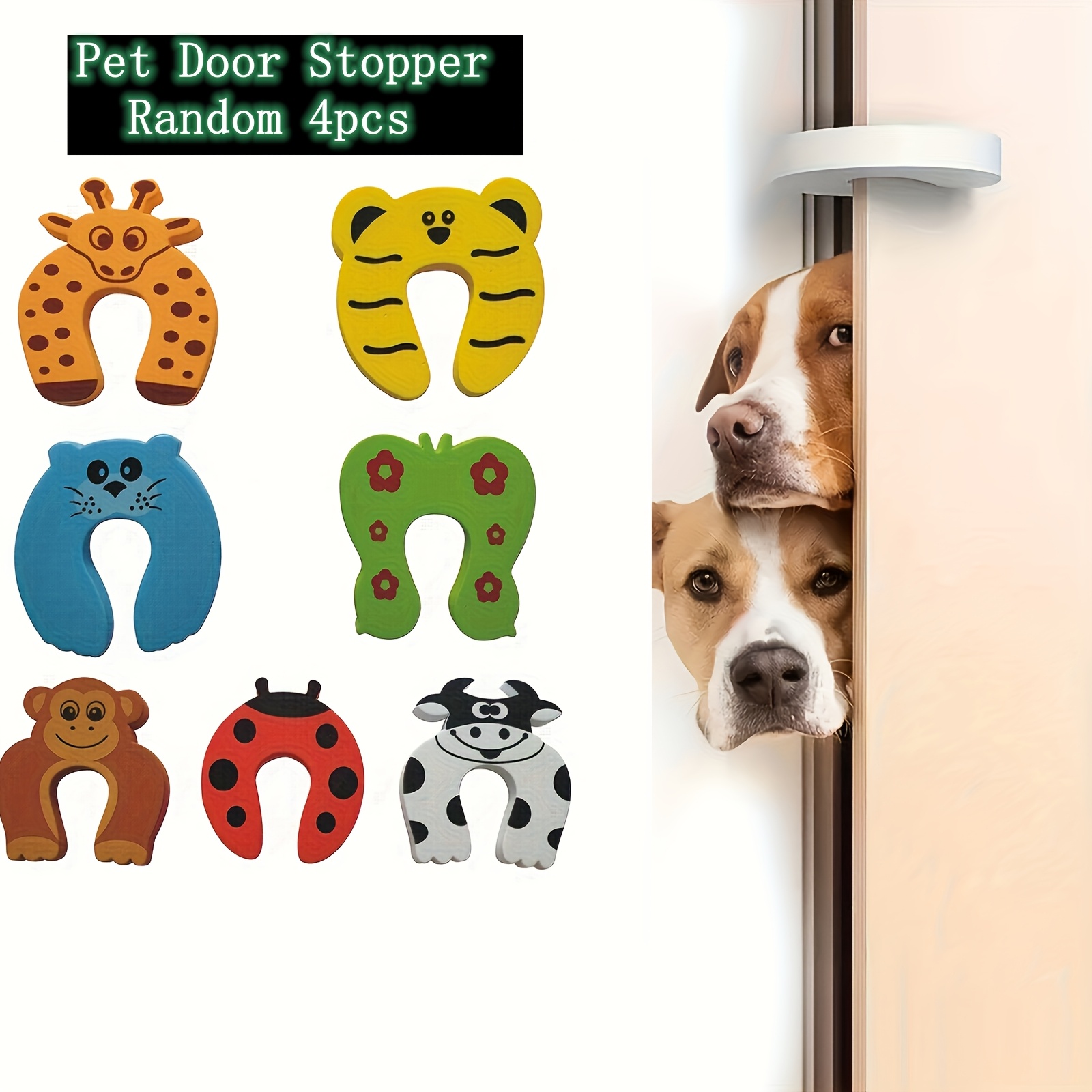 E-shop 4er-Pack bunte Türstopper für Haustiere – sichere Türstopper aus farbigem Schaumstoff, geeignet für Schränke/Fenster/Kabinette – Installation