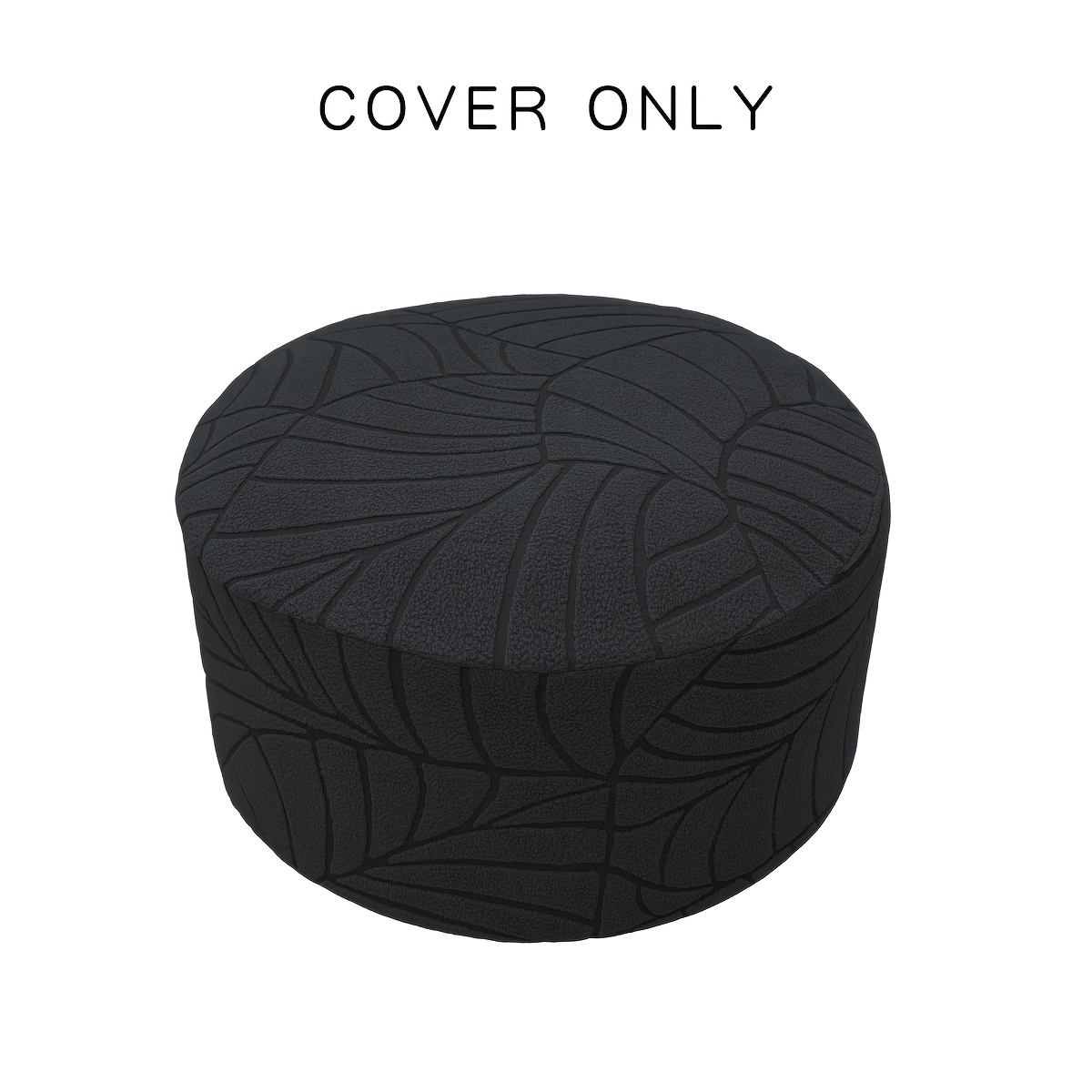 TEMU 1pc Jacquard Leaf Pattern Round Ottoman Slipcover, Round Stool Cover