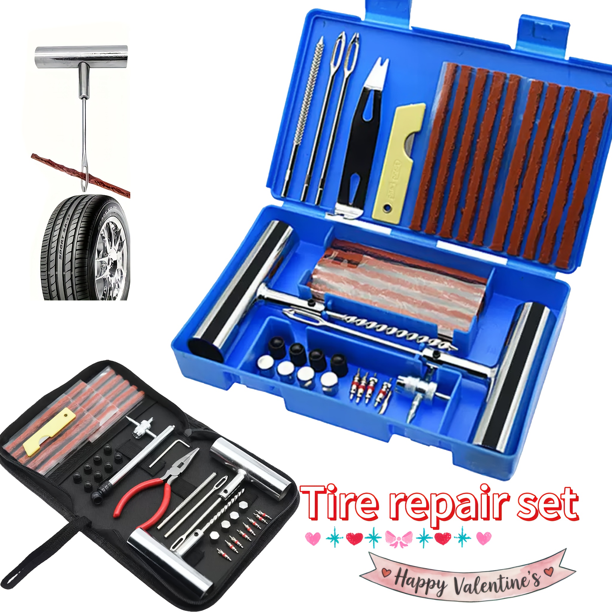 47 58 104 116pcs tire repair tool kit industrial hand tool combination suitable for cars motorcycles trucks tractors and trailers durable materials no battery required automotive maintenance essentials valentines day gift