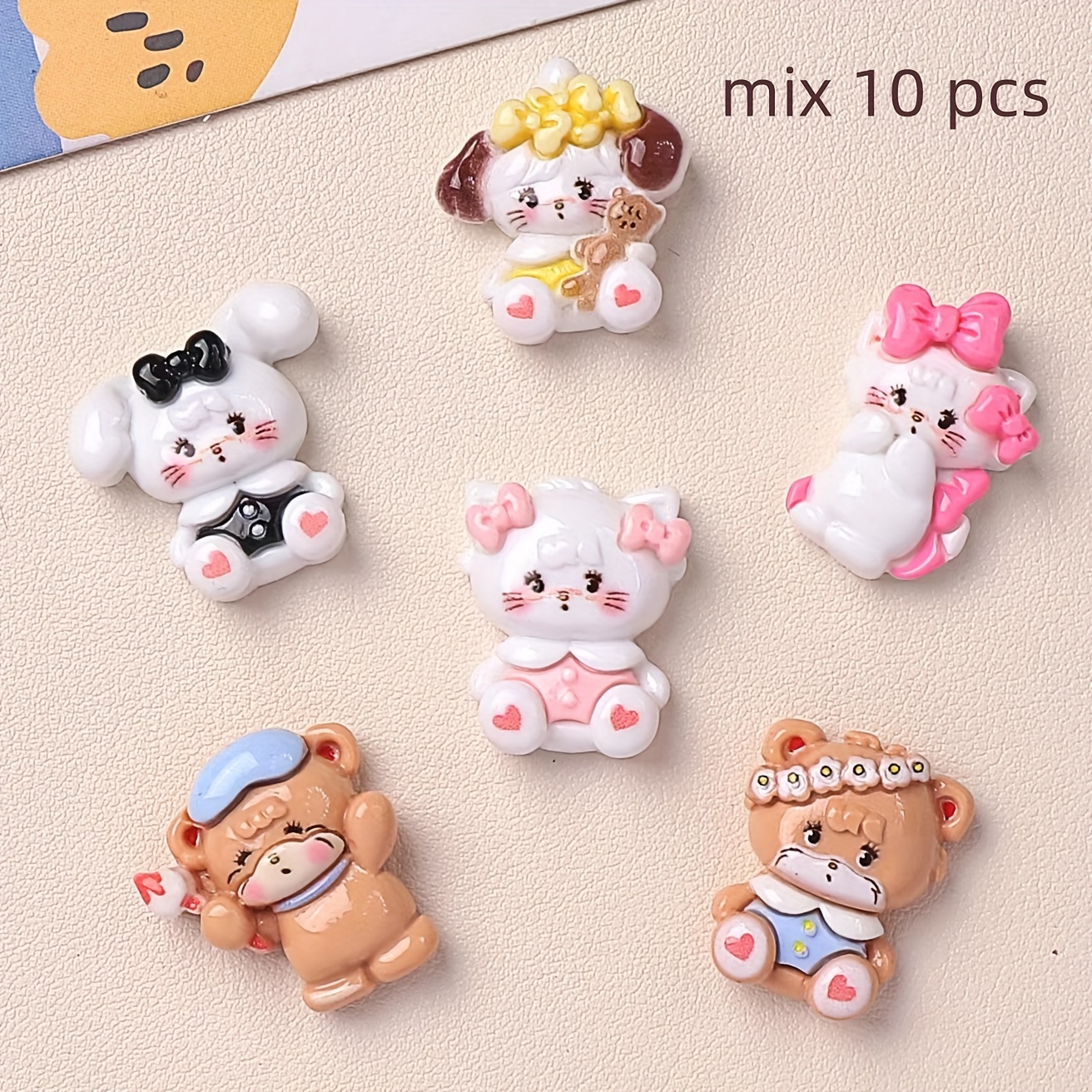 Image of 10 Mixed Handmade Resin Additions Patch Flat Back For The Production Of Handicrafts Such As Earrings, Hair Additions, And Decorative Stickers (applicable 14 And Above)