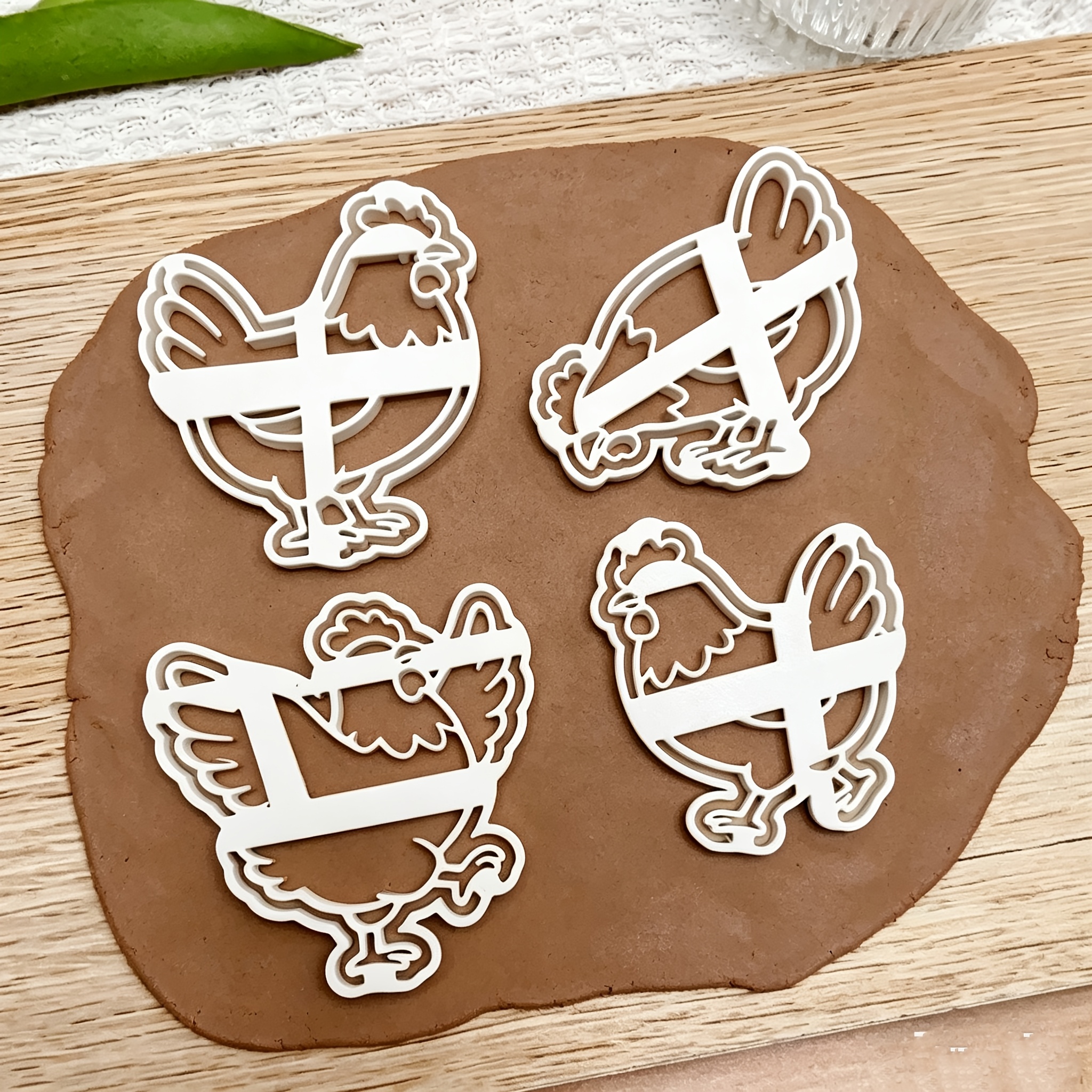 Image of Large Cute Chicken Shaped Polymer Clay Cutters Set, Chicken Animal Clay Embossing Mold, For Jewelry, Earrings, Pendants, Handmade Crafts, Clay Cutting Tools