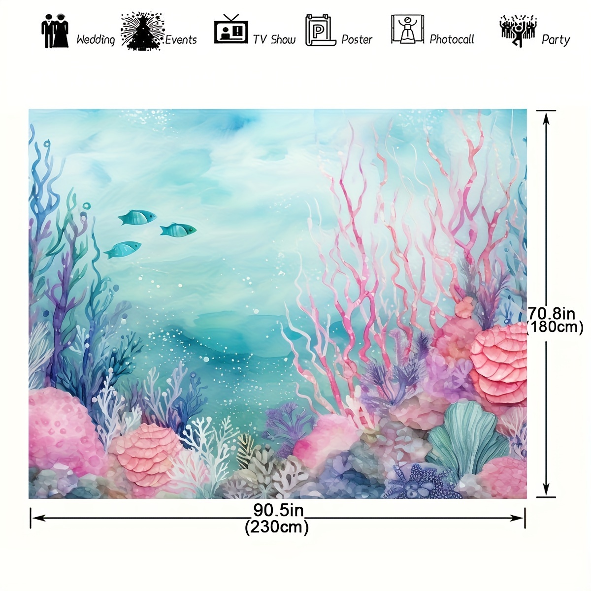 Sea Baby Shower Backdrop Purple Blue Seaweed Glitter Scales - Temu