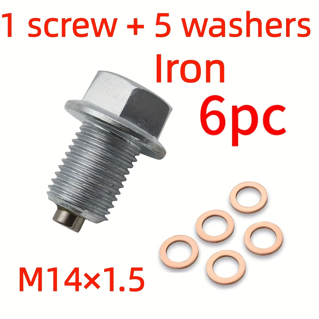 E-shop 6 Stück Edelstahl Motor Magnetische Ölablassschrauben Muttern Ölwanne Muttern M12/14/16/1.25 1.5 1.75