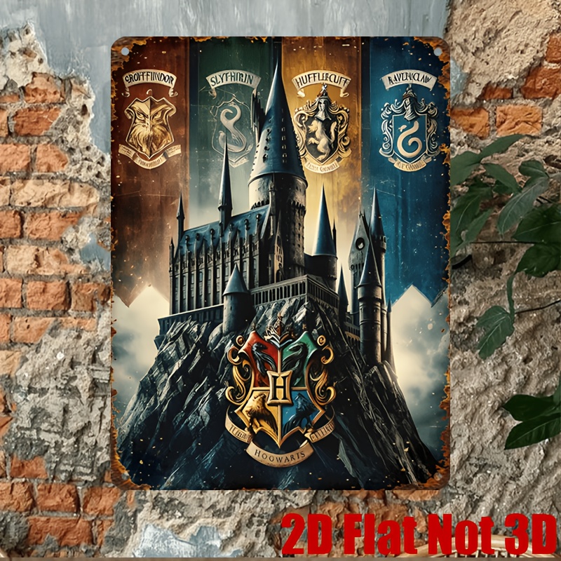 TEMU 2D Plat - 1pc 2D Plat, Thème Harry Potter, Panneau Décoratif Métallique Style Rétro, Convient pour Salon, Cour, Garage et Autres Scènes, Est de