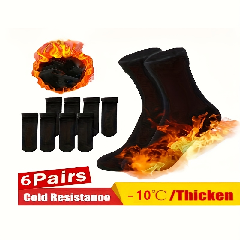 

4 Paires/6 Paires de chaussettes tricotées chaudes pour hommes et femmes faites en polyester 100% en couleurs , avec des propriétés résistantes au gel, adaptées à et l'hiver, et lavables en machine.