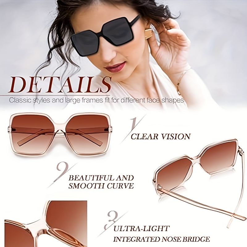 6 pairs oversized square glasses multicolor retro irregular  display picture 1