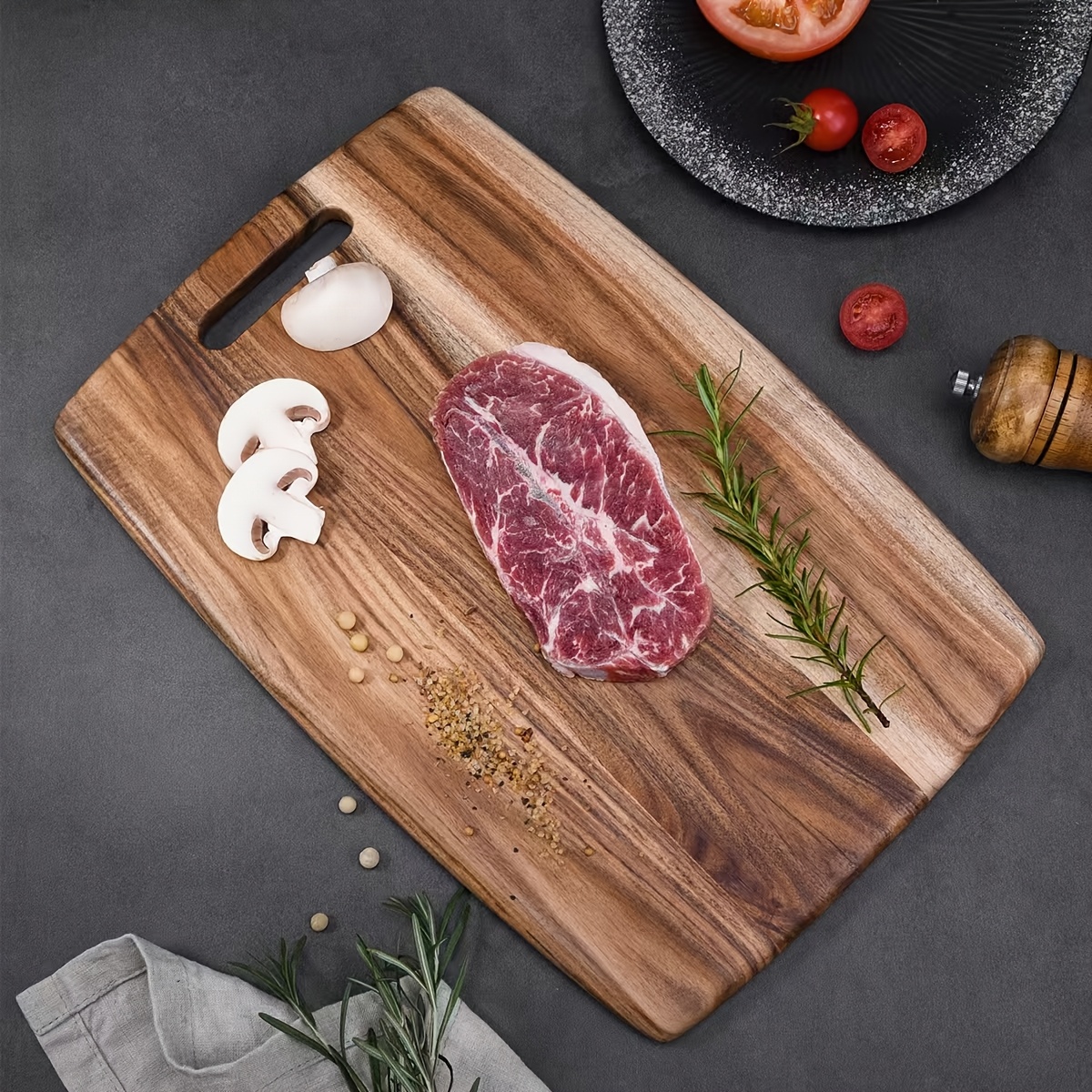 

1pc Premium Wood Cutting Board - Large Square, Curved Edge, Food-safe Chopping Board For Steak, , And Kitchen Use - Ideal For Christmas, Halloween - , Wooden Board