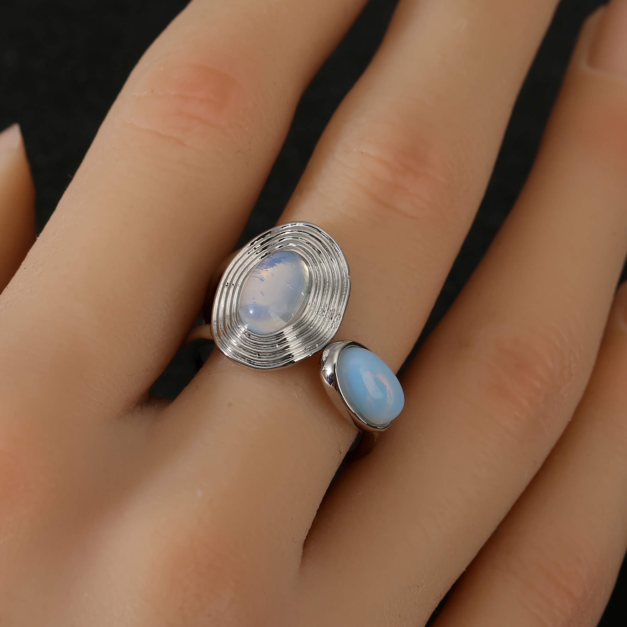 Western Fashion Copper Inlaid Zirconia Adjustable Ring