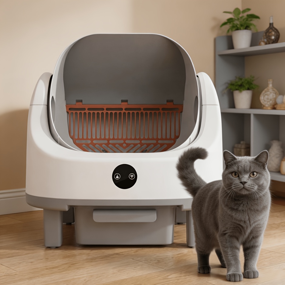 TEMU Semi-closed Deepened Cat Litter Box Household Cat Litter Box Thick Wear Resistant Pet Cat Toilet Large-capacity Deodorizing Cat Litter Box