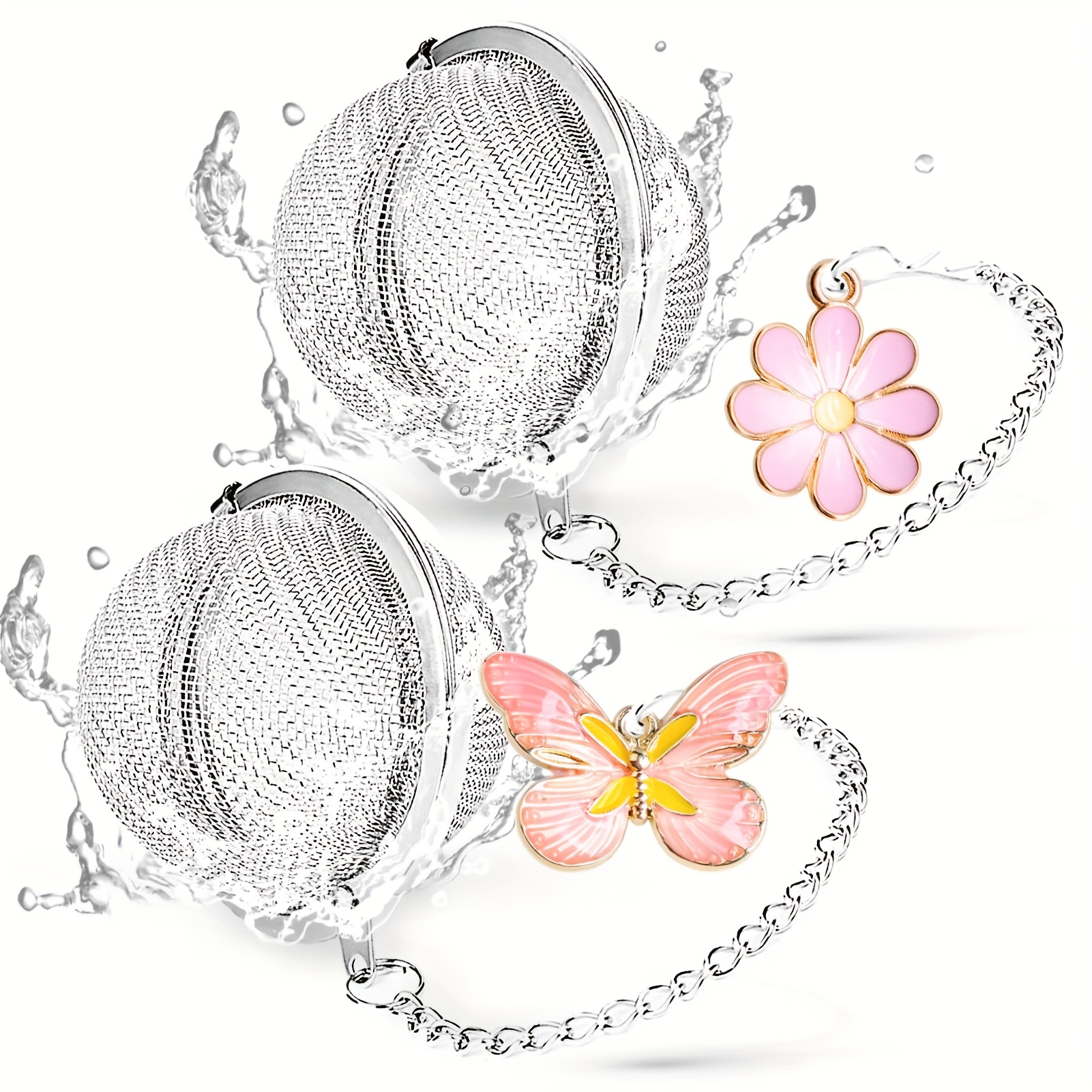 

2-pack Stainless Steel Tea Infusers With & Flower Charms, Uncharged Tea Strainers, Tea Set