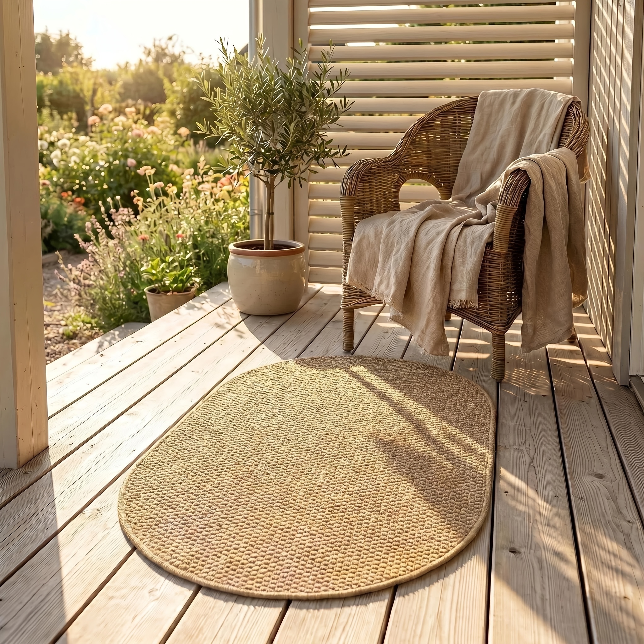 Handwoven Oval Sisal Rug with Non-Slip TPR Backing