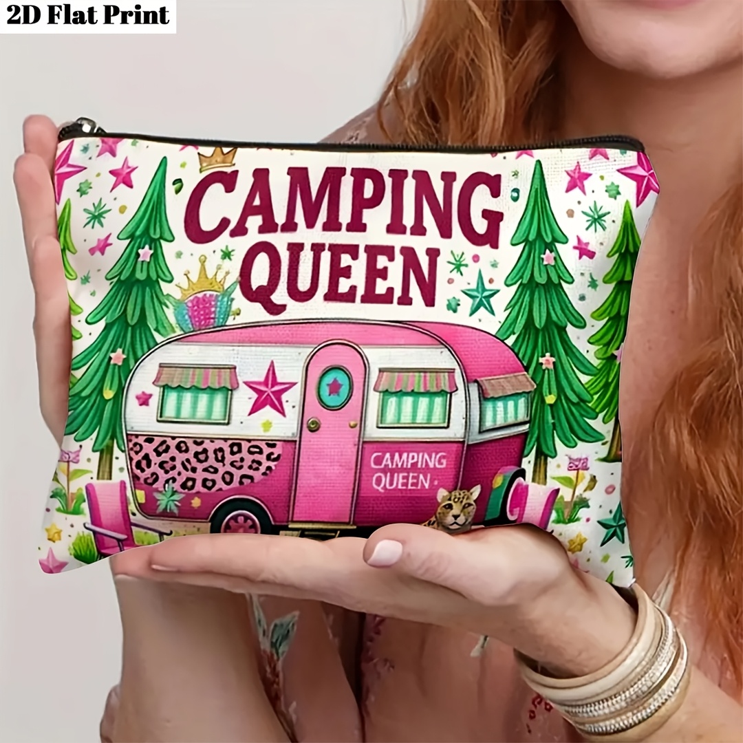 TEMU 1pc, 2d Flat Print, Light Luxury And Elegant Pink Van Pattern, Main Element "", Quick Organization/multifunctional Storage, Travel