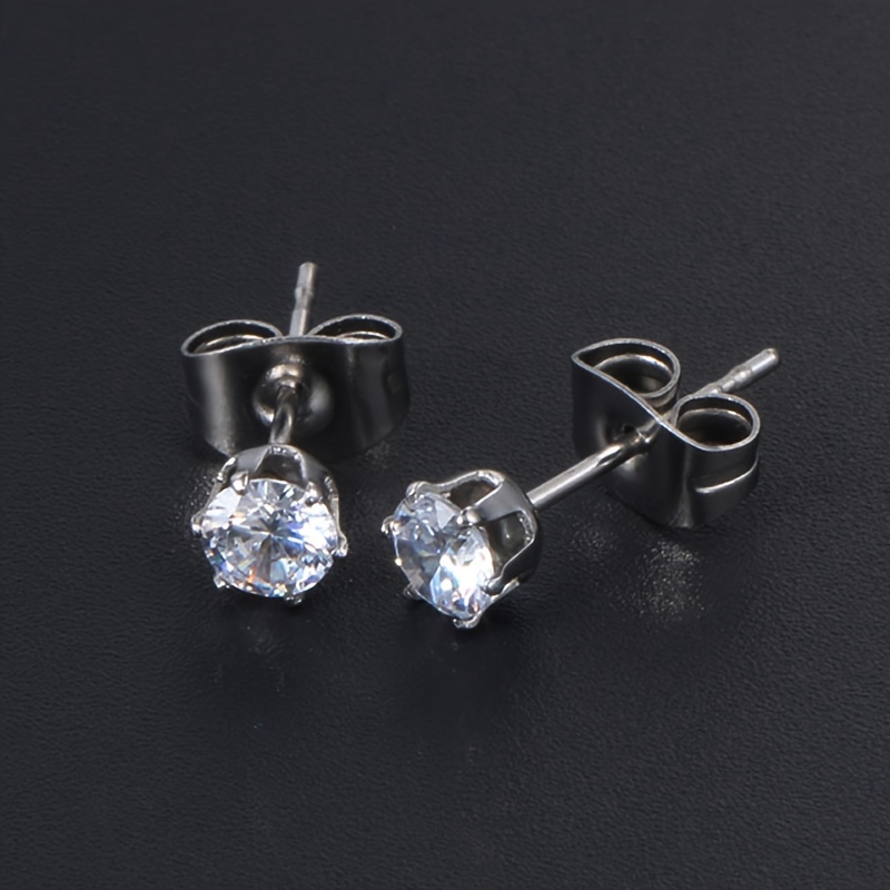 Men's Classic 1 Carat Synthetic Zircon Stud Earrings, Wedding