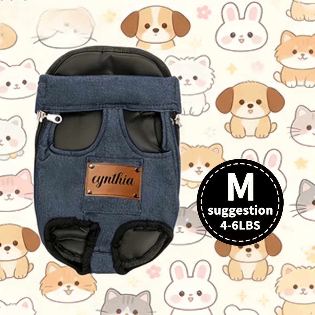 Custom 1pc Dog Carrier Bag, Self-Defined Text Dog Carrier Bag, Adjustable Pet Harness for Small to Medium Dogs and Cats, Breathable and Heat-Resistant, Quick-Release Safety Buckle, Comfortable Chest Harness, Zipper Closure