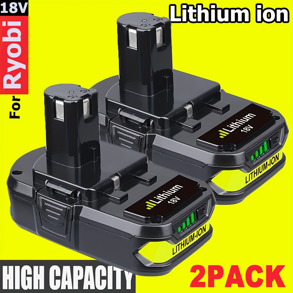 TEMU 2-pack One+ 18v 3.6ah Lithium-ion Replacement Battery Compatible With -p109, Rbl1805 Cordless Drills - High Capacity Rechargeable Battery For
