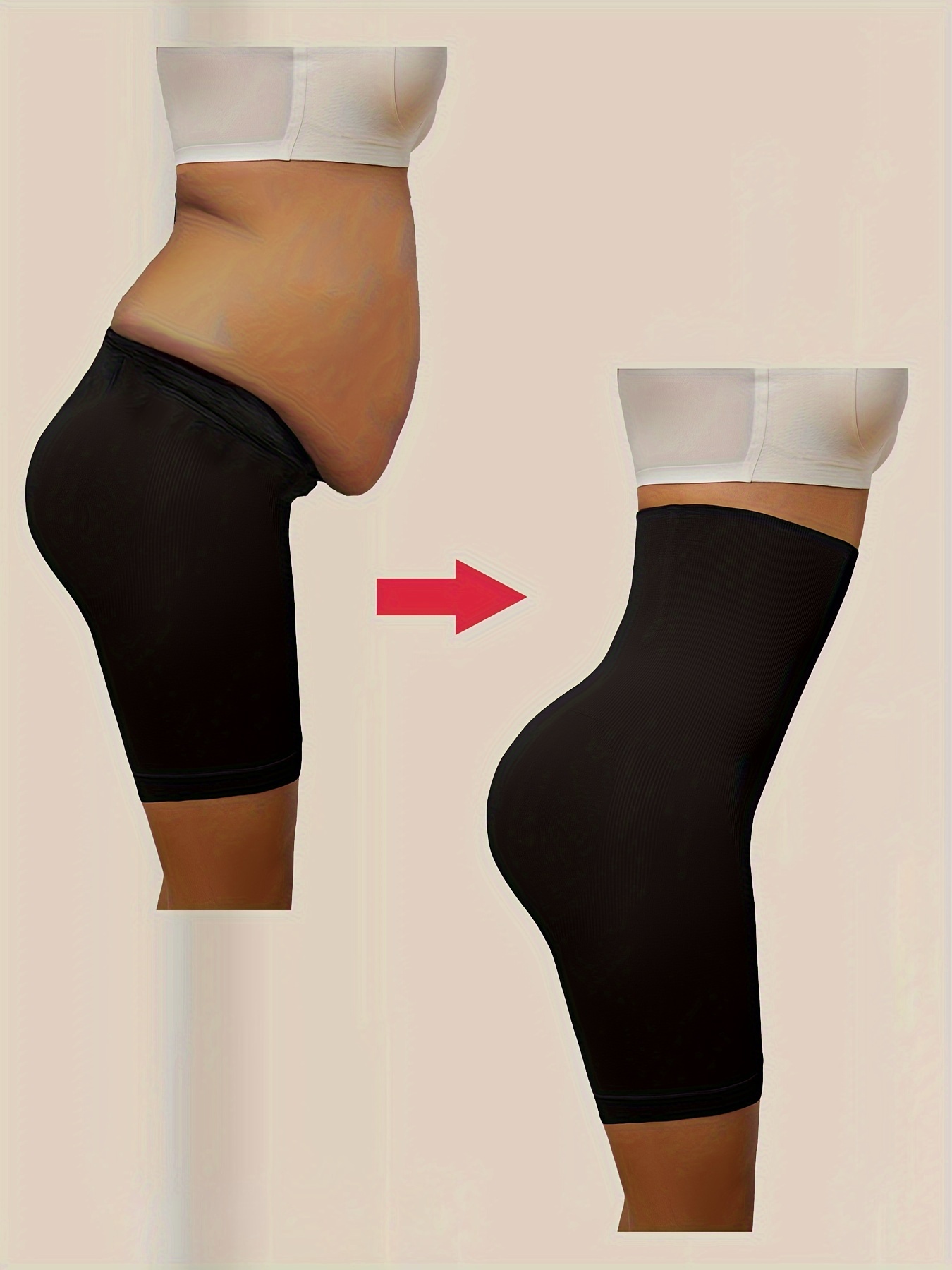 High-Waisted Shaping Panties for Women - Elegant Polyamide Knit Fabric Control Briefs with 90% Polyamide 10% Elastane, Solid Color, High Support with Leg Shaping and Tummy Control, 1 Pc Pack