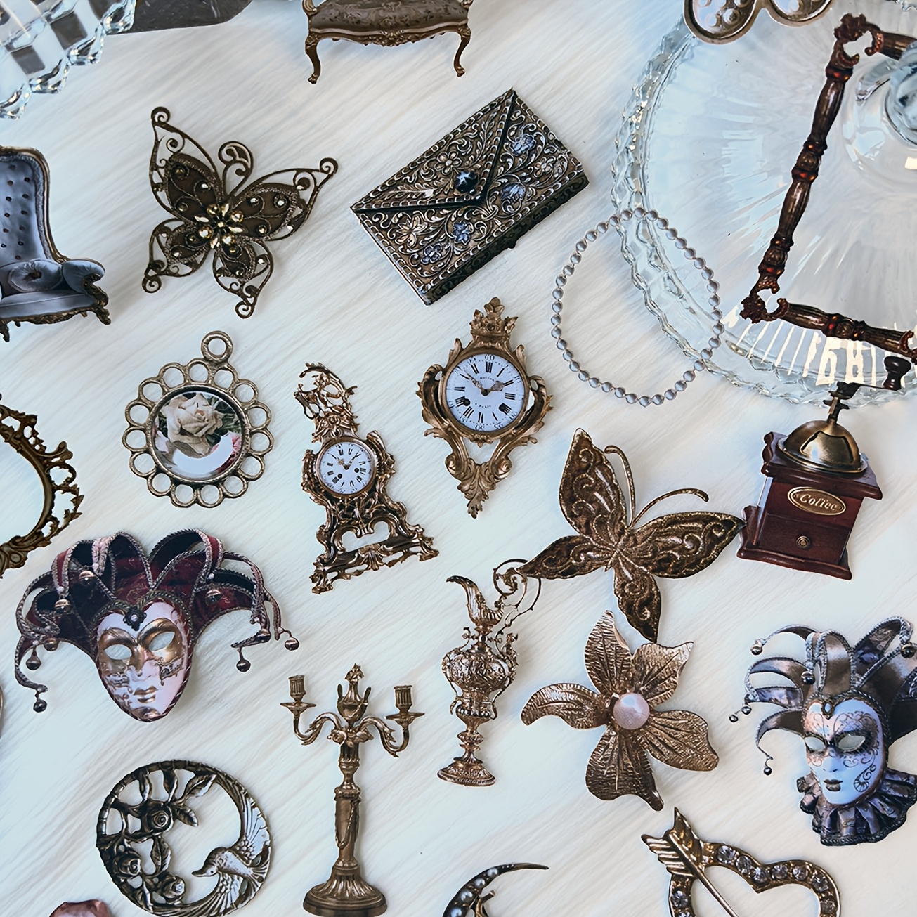 E-shop 30 Blatt/Pack Vintage Schminktisch-Schmuck-Ausschnitte Dekorpapier für DIY Scrapbooking Tagebuchdekoration