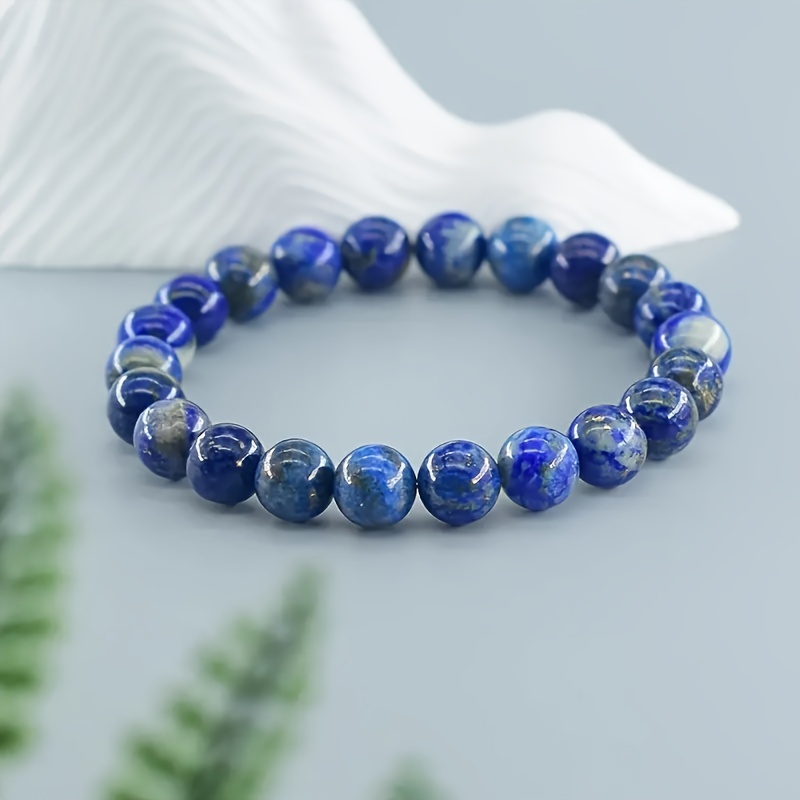 TEMU Een natuurlijke armband, stijlvol voor dames, met unieke blauwe kralen op een elastische band, geschikt voor zowel mannen als vrouwen, perfect