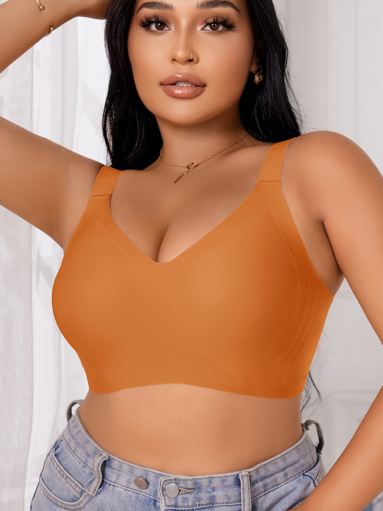 Plus Size Seamless Backless Bra - No Underwire & Ultra Soft Comfort, High Elasticity Removable Pads, Minimalist Design for Everyday Casual & Formal Wear, Strapless Bra, Formal Attire Support, Backless Lingerie, Smooth Texture Fabric, Comfortable Support, Sleek Silhouette, Lightweight Construction, Women's Undergarments