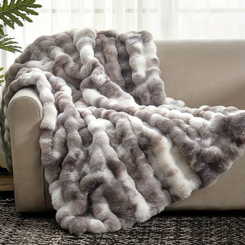 while stocks last orhopui luxury faux rabbit fur bubble plush throw blanket ultra soft cosy reversible blanket perfect valentines day snuggle gift versatile sofa bed cover fast local uk