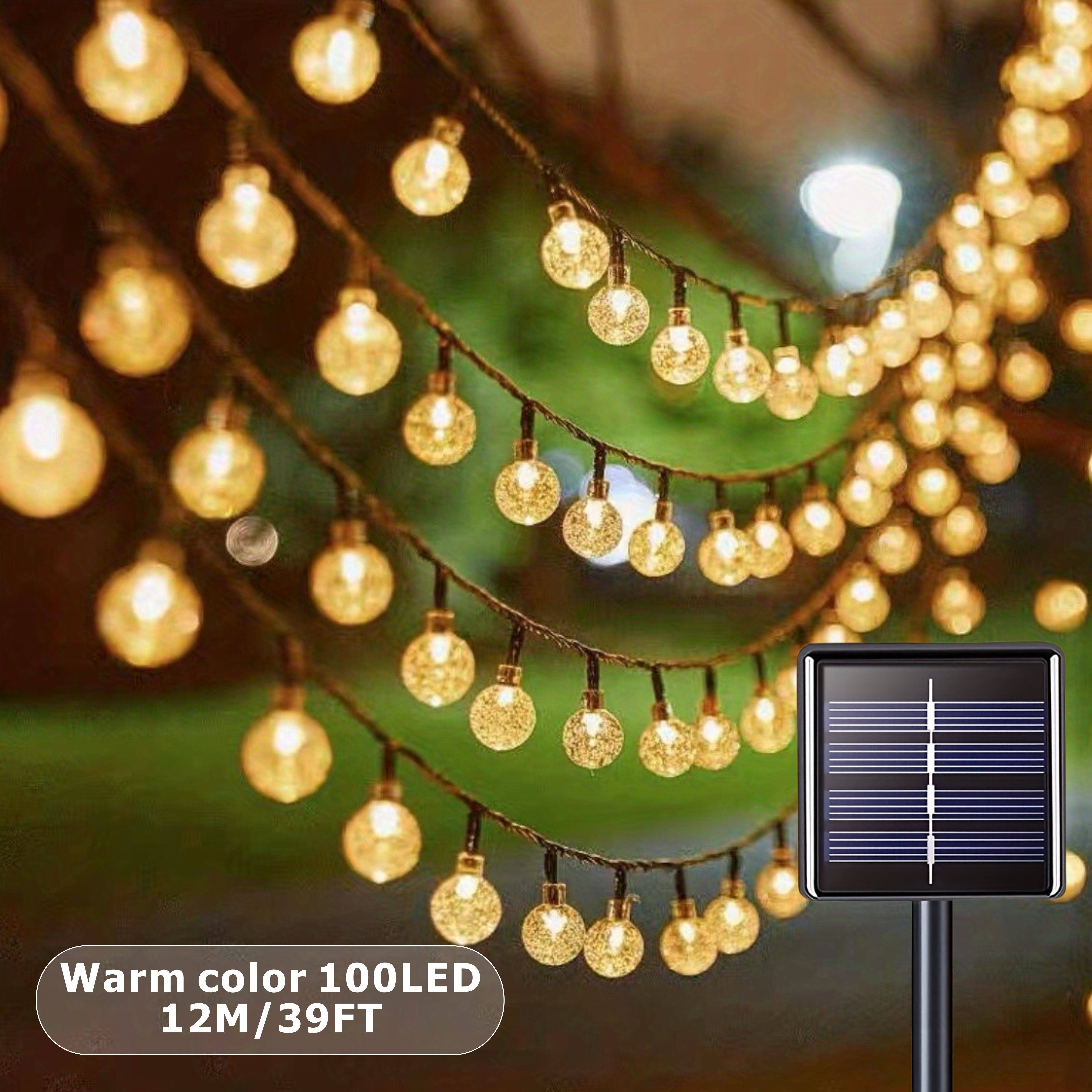 

Solar-powered 100led Crystal Globe String Lights: 8 Light Modes, Perfect For Christmas, Garden, Patio, And Party Decorations