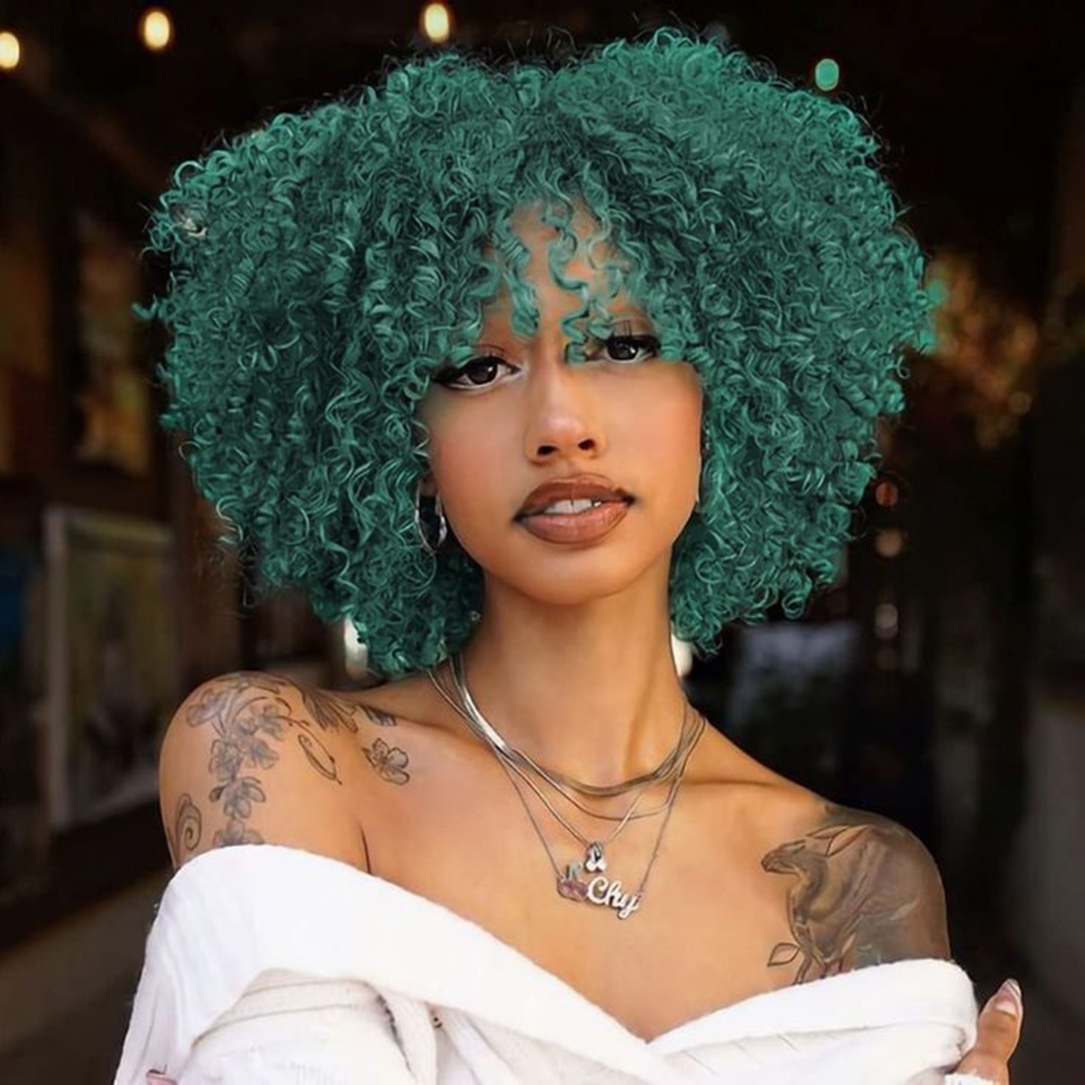 

Emerald Green Synthetic Hair Wig, Stylish And Hairpiece For