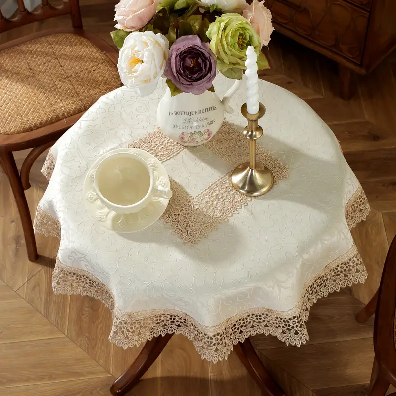 Mantel De Encaje Con Bordado, Para Hoteles, Mesa De Centro, Decoración