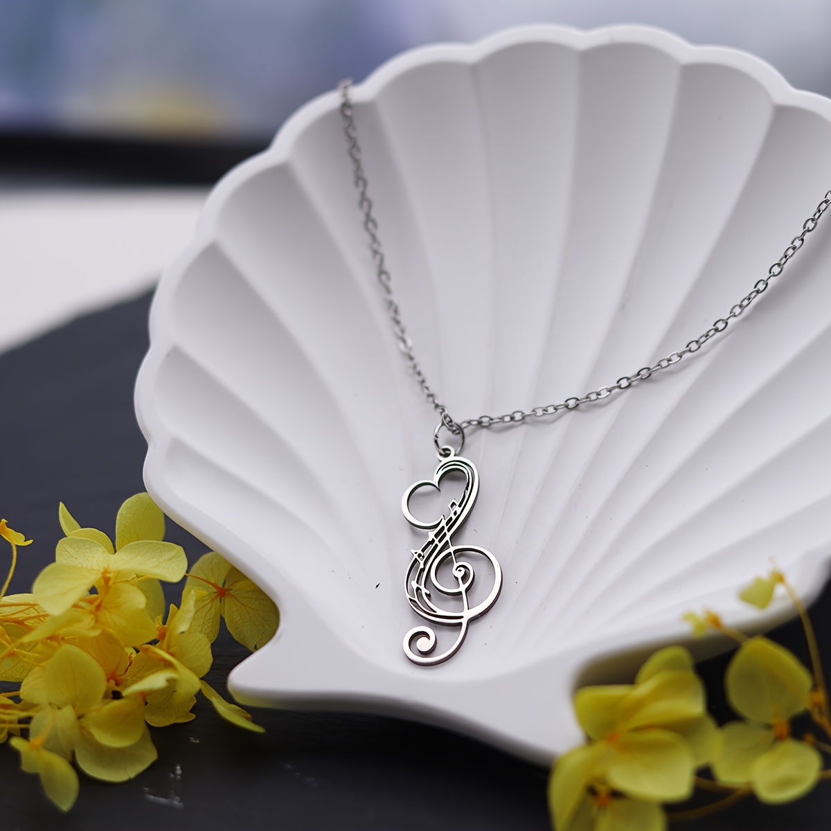Treble Clef Necklace Music Jewelry Music Note Gift For Musician Silvery Color Charm Pendant Music Teacher Band Fashion Charm Birthday Gift Jewelry