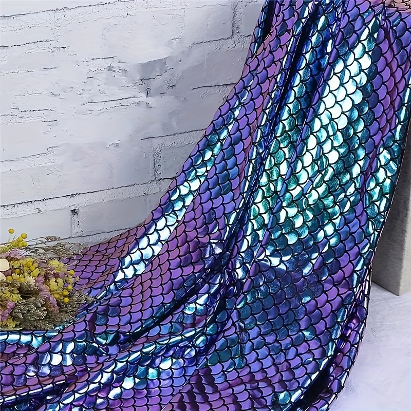 Image of 1pc 1yard/3yards Mermaid Scales Fabric Sparkly Purple Hologram Spandex Fish Scale Fabric Glitter Fabric Mermaid Printed Fish Scale Fabric