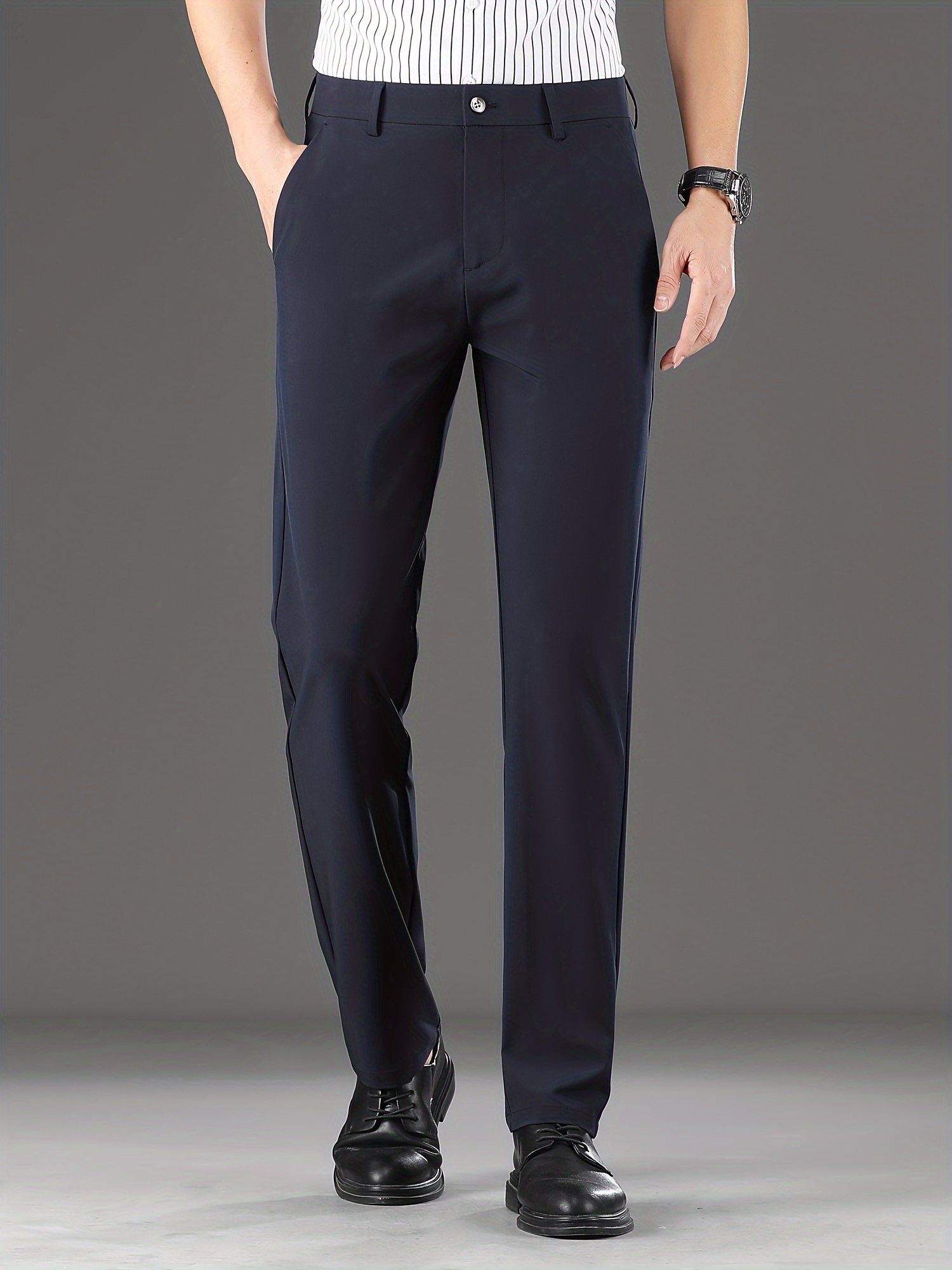 light mens solid elastic waist business - Temu