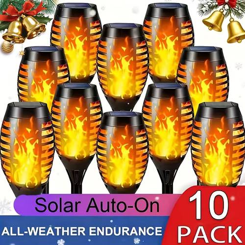 Éclairez avec des lampes solaires qui clignotent des flammes - 10 en stock !