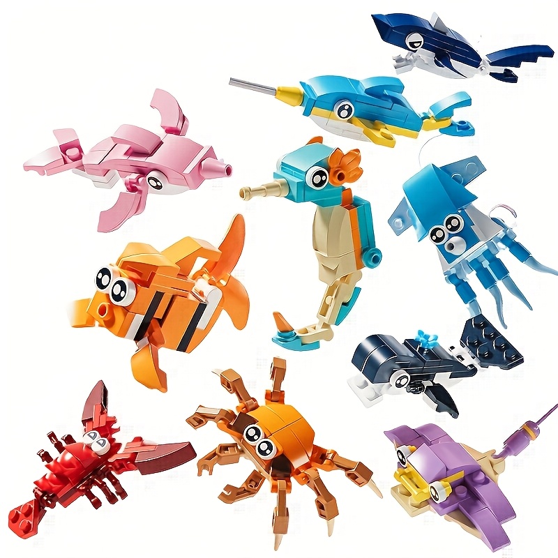 Image of Kavoworld Ocean Series Set Of Blocks Assembly Toy Model, Suitable For Children/boys And Girls, Ideal Holiday Gift For Birthdays, Christmas, Halloween, Thanksgiving, New Year, And Parties - 10pcs Set