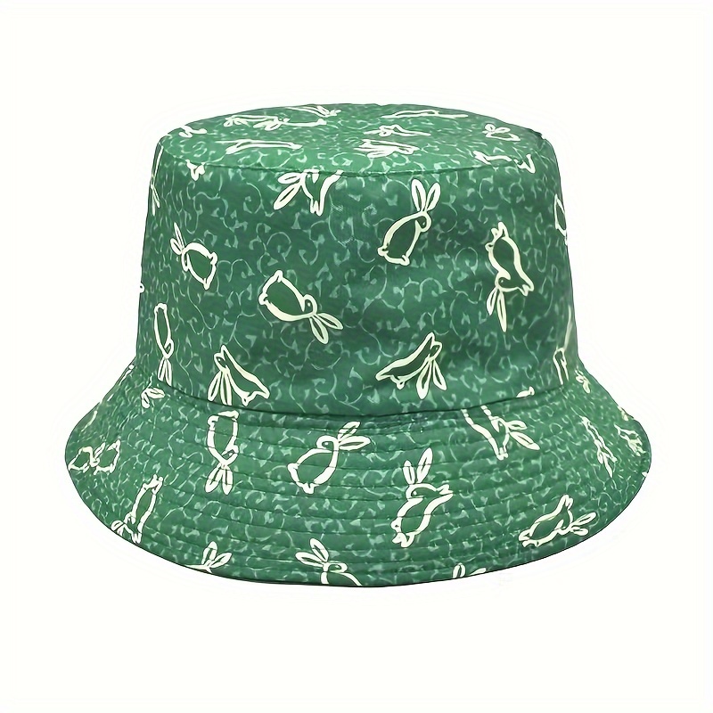 Easter Bunny Print Bucket Hat Green Cute Cartoon Sun Hats - Temu