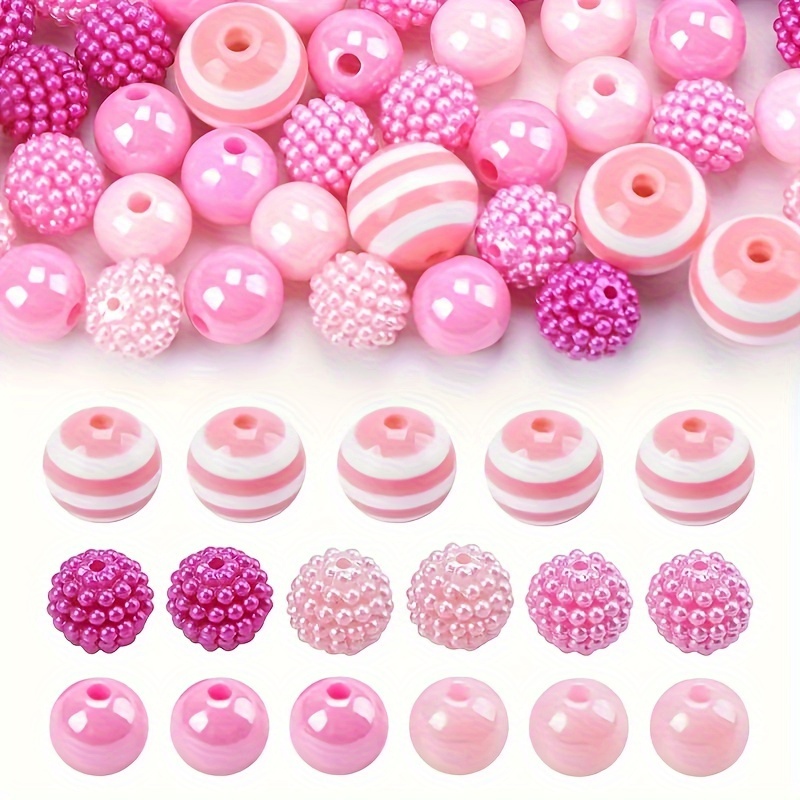 

Lot de 55 perles acryliques à bulles roses avec de grands trous - Idéal pour la création de bijoux DIY, l'artisanat et les accessoires