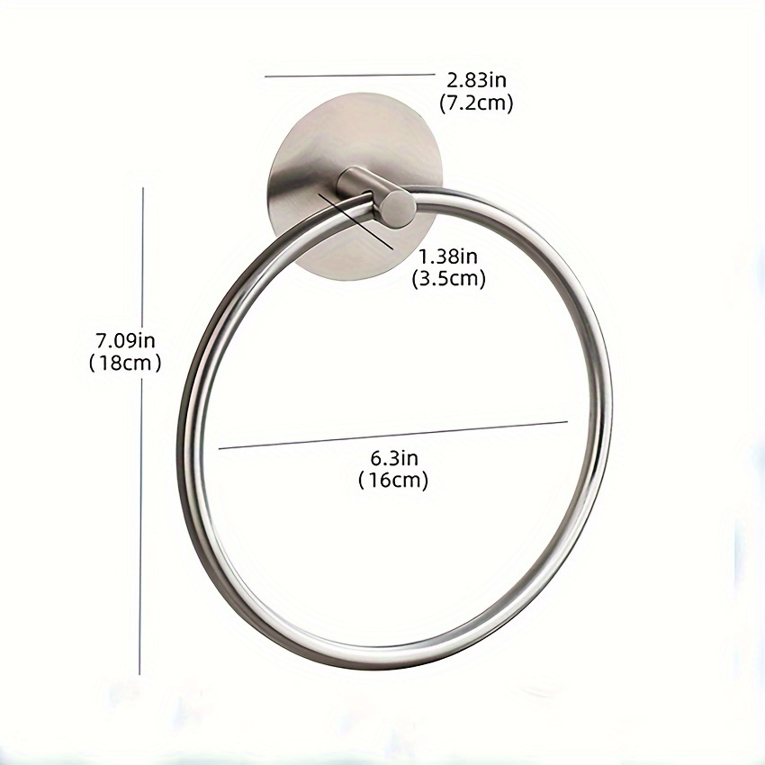 Vehhe Stainless Steel Towel Ring, Self-adhesive Wall Mount Towel Holder, Rustproof Satin Nickel , Round Bathroom Accessory