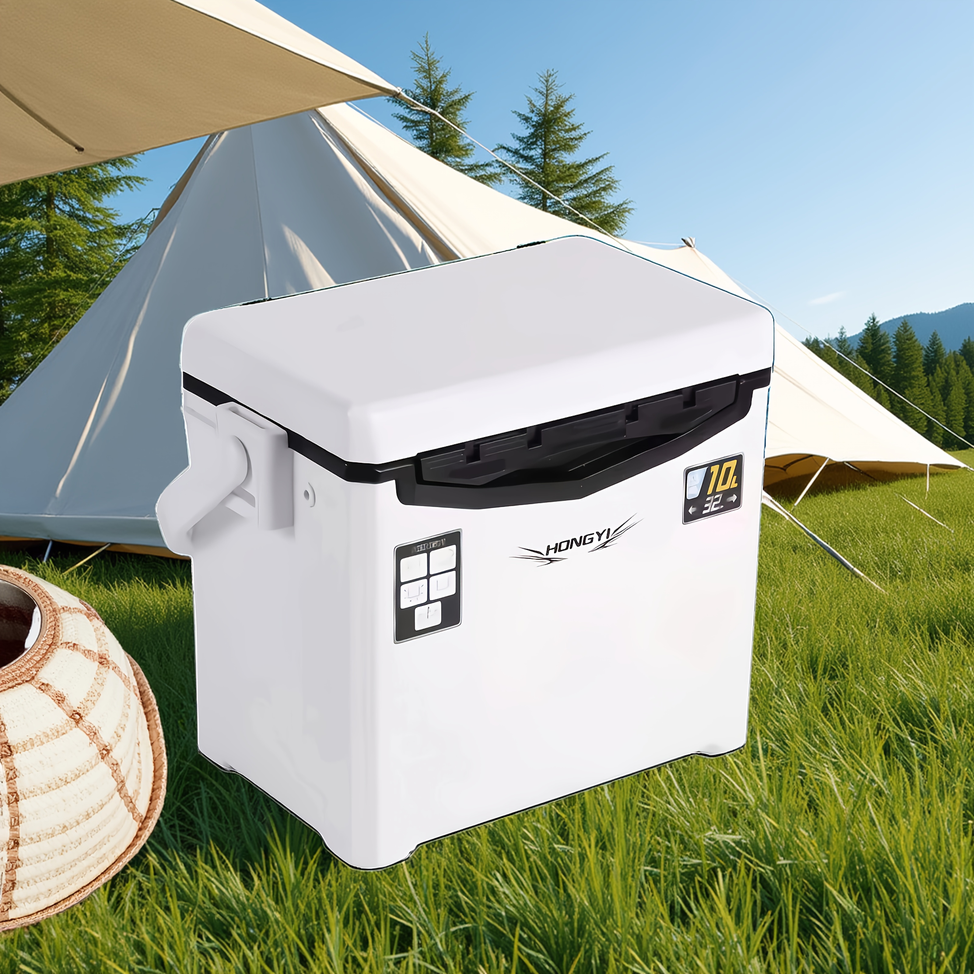 [Portable Camping Refrigerator] Portable Refrigerator Insulation Box - Outdoor Camping Ice Bucket with Ice Cubes