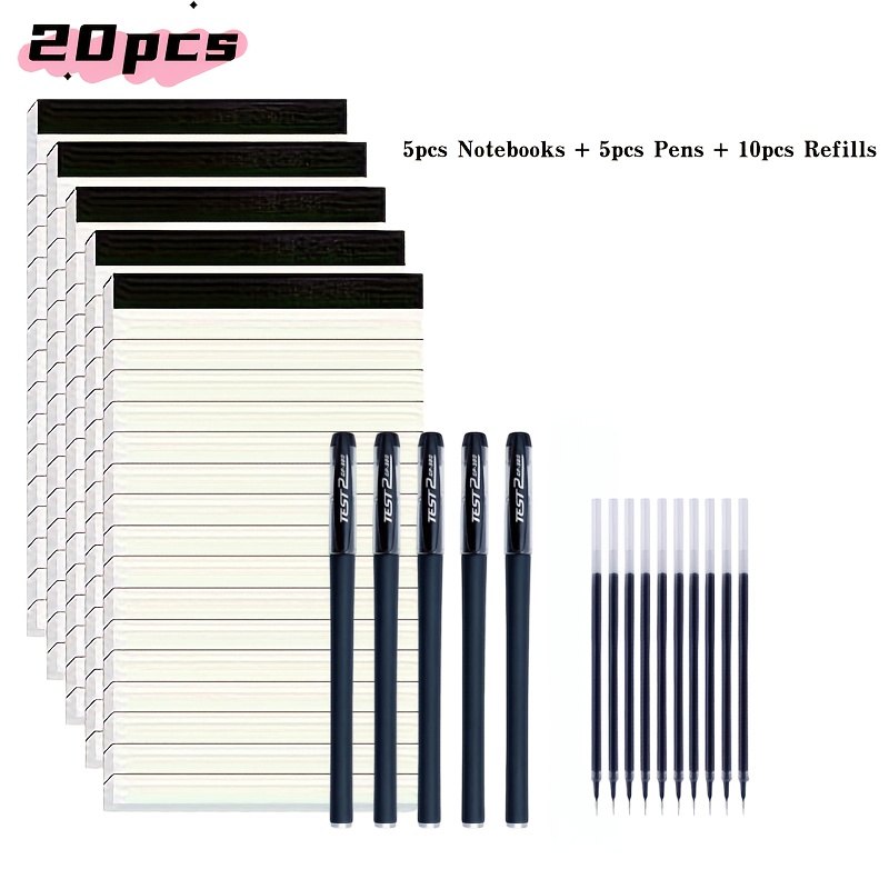 TEMU 20-teiliges multifunktionales Notizbuch-Set (5 Notizbücher + 5 Stifte + 5 ), jeweils 30 Seiten, 3×5 Zoll. Geeignet für Schule Büro, ein