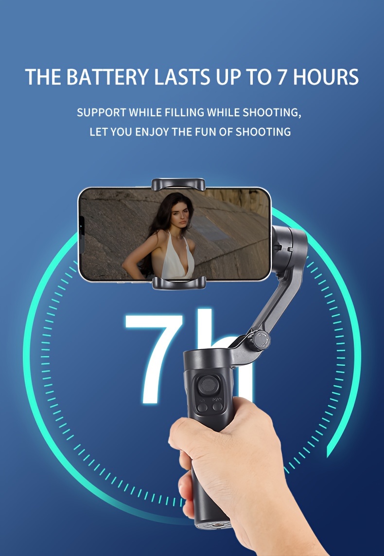 f5 plus mobile phone stabilizer three axis anti shake handheld selfie stick with 360 degrees automatic rotation hitchcock inception multifunctional handheld photography tripod suitable for vlog video recording mobile live streaming outdoor travel selfie shooting details 7