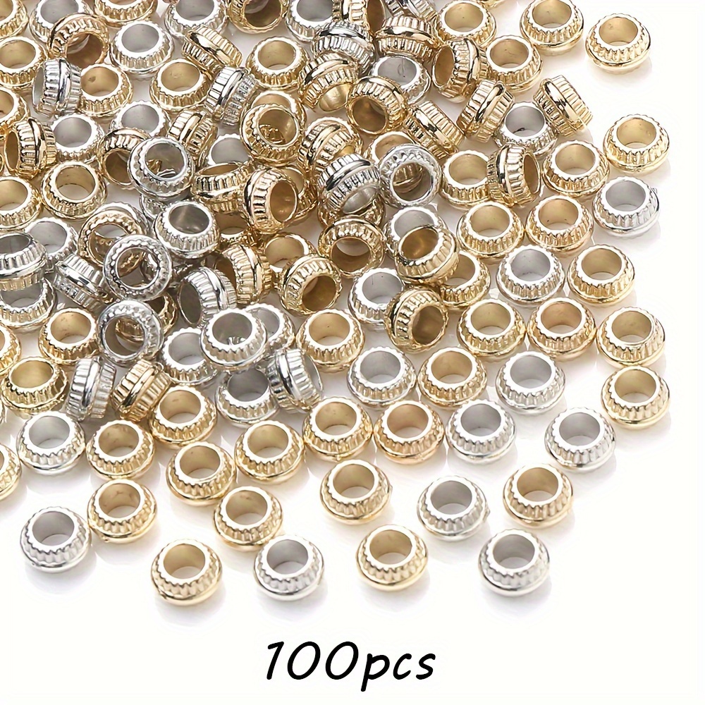 Image of 2d Flat - 100pcs/lot 7mm Ccb Large Hole Tire Spacer Beads Flat Round Acrylic Beads For Bracelet Necklace Jewelry Making Additions