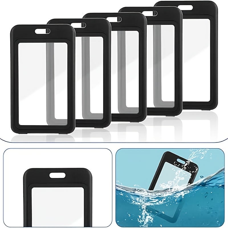 

10pcs Of Double-sided Window Hard Plastic Vertical And Horizontal Id Card Holders, Black Id Card Protective Sleeves With Lanyard Name Tag Clips, For Displaying Id Cards And Credit Cards.